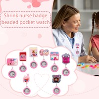 Montre de poche pour infirmière et médecin, avec mouvement à quartz Quicksand Stars, bracelet rétractable en titane, boîtier en plastique, seringue et stéthoscope