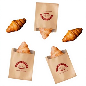 Custom Food-grade Oil-proof Paper <b>Bags</b> and Paper Box with logo for Restaurant Takeaway Doughnut Croissant <b>Bread</b> Cookie - Product Image 1