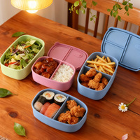 Boîte à lunch en silicone de qualité alimentaire pour l'export, pratique, compatible micro-ondes, compartimentée, type bento, pour étudiants