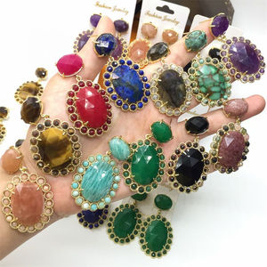 Déclaration Bijoux Mode Femmes Boucles D'oreilles Pierre Naturelle Perles Prong Réglage Cristal Quartz Boucles D'oreilles Améthyste Rubis Turquoise Goujons - Product Image 5