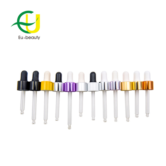 18/410 High quality colorful aluminum glass dropper with glass pipette