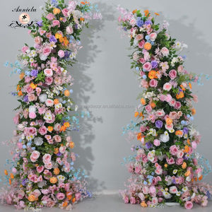 Moderno al aire libre colorido Rosa artificial cuerno flor arco soporte arreglo Floral conjunto boda fiesta evento telón de fondo Decoración - Product Image 1