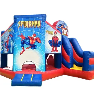 Spider man bouncy castle commercial inflatable bounce house with slide for sale