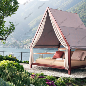 Lit de soleil de jardin en aluminium, petit lit de jour extérieur avec coussins pour utilisation en hôtel - Product Image 2