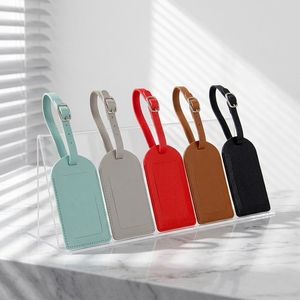 BEARKY Luxury PU Leather Luggage Tag Custom Logo Letter Pattern <b>Suitcase</b> Privacy Baggage <b>Label</b> Travel Accessories Wholesale - Product Image 1