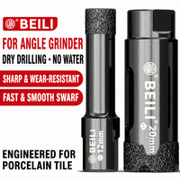BEILI 6-100mm M10 Foret diamanté brasé sous vide pour meuleuse d'angle, scie cloche à sec pour carrelage en porcelaine, marbre, granit
