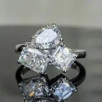 Bagues en zircon blanc à motifs géométriques ZhuQian pour femmes, bijoux de mode étincelants pour mariage, danse et fête