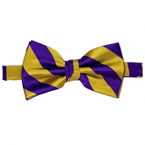 Noeud papillon formel pour homme en polyester, couleur unie violet et or, pré-noué et réglable, pour mariages, événements, cadeaux, décoration - Product Image 4