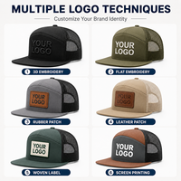 Gorra Trucker Personalizada Sublimada con Diseño de Camuflaje, 7 Paneles, Visera Plana, Parche Tejido, para Campismo, Pesca, Clubes, Marca Privada, Gorras de Malla