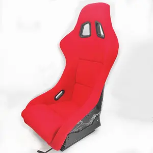 पूर्ण लाल रंग कपड़े शीसे रेशा सीट यूरोपीय एकल रेल के साथ अनुकूलित लोगो बाल्टी सीट कार रेसिंग सीट