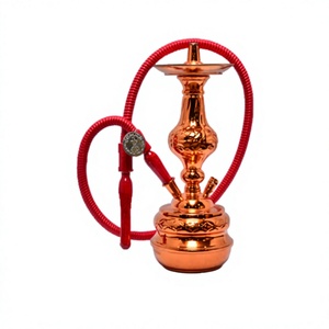 Auténtico Set de Shisha/Hookah Khalil Mamoon Egipcio Hecho a Mano con Grabado en Cobre y Latón, con Manguera (49 cm) - Product Image 1
