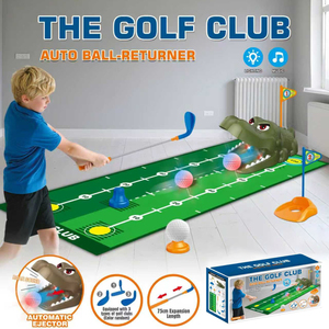 Ensemble de golf pour enfants avec retour automatique de balles en forme de crocodile, son et lumière, jeu de clubs de golf, jeu de sport intérieur/extérieur pour enfants - Product Image 2