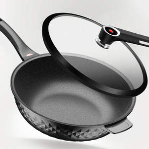 Personnalisé 28/30/32cm antiadhésif poêle <span class=keywords><strong>Wok</strong></span> cuisinière <span class=keywords><strong>Wok</strong></span> casserole couvercle en verre transparent - Product Image 1