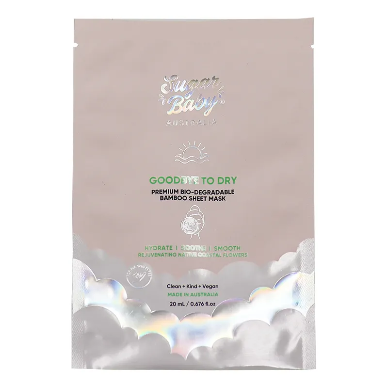Custom Aluminum Foil Three Side Seal Sample Packet Packaging Small White Purple Sachet Pouch for Cosmetic Plastic Bag