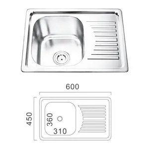 Asian Design Stainless Steel Kitchen Sink With Draining Board