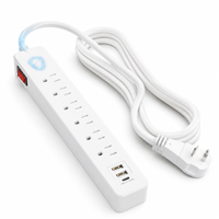 PD20W Tip C Hızlı Şarjlı Uzatma Prizi 6 ABD AC Prizli 2 USB A Girişli ETL Sertifikalı Ofis/Genel Kullanım İçin