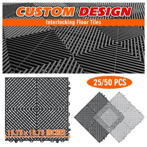 Dalles de sol de garage design moderne 15,7x15,7 pouces, noires, antidérapantes, en PP, pour garage et sous-sol, usage intérieur - Product Image 5