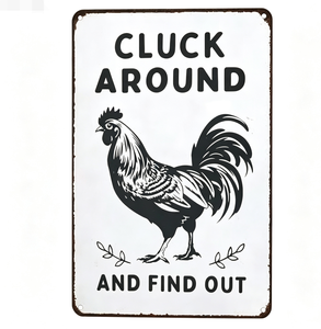 Divertenti Regali a Tema Pollo: Poster Decorativo da Parete Impermeabile in Ferro con Scritta 'Cluck Find' per Casa, Fattoria, Cucina, Giardino, 8x12 Pollici, per Interni ed Esterni - Product Image 4