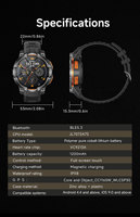 KC108 Reloj Inteligente con Pantalla TFT de 1.46 Pulgadas, GPS, Seguimiento de Actividad Física, Monitoreo de Frecuencia Cardíaca, Compatible con Mapas Fuera de Línea y Respuesta a WhatsApp