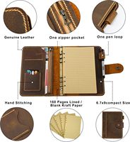 Carnet de notes A5 en cuir Crazy Horse, organiseur rechargeable, journal en cuir, carnet à anneaux A5, idéal pour un cadeau
