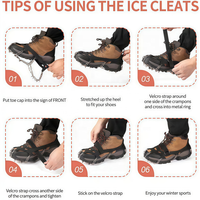 Crampons de neige et de glace pour chaussures, à 19 dents en acier inoxydable, pour la randonnée hivernale, imperméables et sécurisés