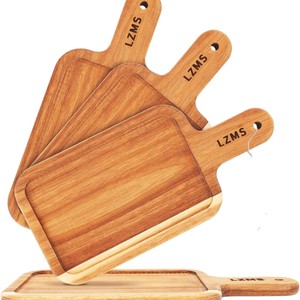 Solid Wood <b>Pizza</b> Tray With Handle Irregular <b>Shape</b> For Home Serving Trays - Product Image 2