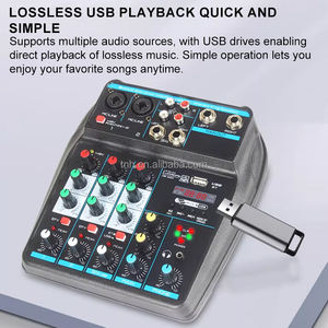 Consola <span class=keywords><strong>de</strong></span> Mezclas <span class=keywords><strong>de</strong></span> Audio para DJ TNH A4, 4 Canales, Mini Mezcladora con USB, Bluetooth, Alimentación Phantom <span class=keywords><strong>de</strong></span> 48V para Transmisión en Vivo desde el Hogar y Computadora - Product Image 5