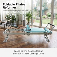 Reformer de Pilates para el Hogar, Compacto, Plegable, con Marco de Hierro Resistente a Impactos, Resortes Ajustables, Equipo Portátil de Yoga y Fitness para Estudio