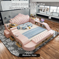 Canapé-lit King Size de style chinois avec massage et rangement pour salon et chambre à coucher