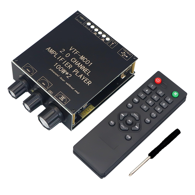 VIRE Dual Channel Bluetooth 5.3 TPA3116 Home Audio Power Amplifier Board 12V / 24V High Power Digital 2*100W Stereo Amp Module