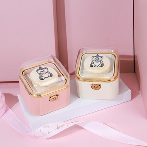 Caja de Joyería con Diseño de Oso, Caja de Joyería Estética de Princesa, Caja de Acrílico Cuadrada para Regalo de Joyería, Anillo, Collar, Día de San Valentín, Cumpleaños - Product Image 4