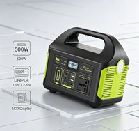 Onduleur à onde sinusoïdale pure léger 500W MPPT pour panneau solaire, batterie LiFePO4 461Wh, alimentation portable extérieure, lampe de poche externe
