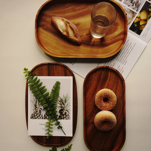 Walnut Wood Oval Serving <b>Tray</b> Large Medium <b>Small</b> Restaurant Use Elegant Modern Minimalist Style - Product Image 3