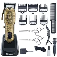 Máquina de corte de pelo para hombres, cortadora de pelo eléctrica profesional, sin cable, con tallado de Metal