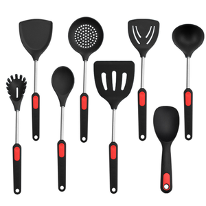 Juego <span class=keywords><strong>de</strong></span> <span class=keywords><strong>Utensilios</strong></span> <span class=keywords><strong>de</strong></span> <span class=keywords><strong>Cocina</strong></span> <span class=keywords><strong>de</strong></span> <span class=keywords><strong>Silicona</strong></span> Ecológicos <span class=keywords><strong>de</strong></span> Alta Gama para Uso Doméstico, Compatible con Inducción, Mango <span class=keywords><strong>de</strong></span> Acero Inoxidable - Product Image 2