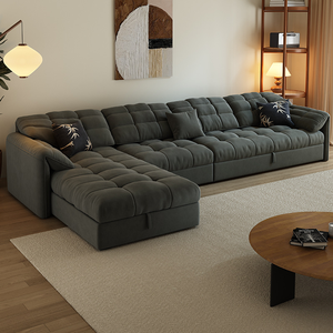 أريكة على شكل حرف L بتصميم جذاب ، سرير وشقة كوين طقم أريكة من 2-3 مقاعد لصالة الفندق ، أثاث غرفة المعيشة وغرفة النوم - Product Image 6