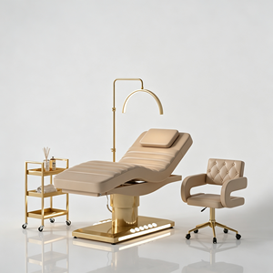 New Design Beauty Nail Salon Equipment <b>pink</b> Leather Cosmetic Facial Spa Bed 3 Motor Electric Massage Table Set with <b>Stool</b> - Product Image 5