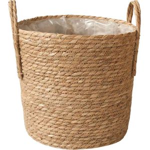Panier en bambou et en rotin, grand <span class=keywords><strong>pot</strong></span> de plante avec poignées, couvre-plantes pour la verdure, décoration de jardin bohème rustique écologique - Product Image 6