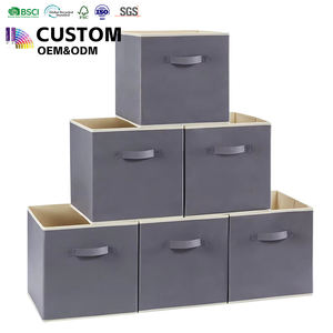 Boîtes de rangement modernes en tissu rectangulaire et bacs commodément pliables et pliables Conteneurs de vêtements empilables en gros - Product Image 1