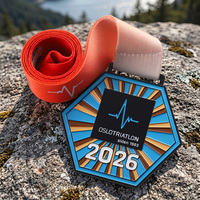 Médailles de triathlon personnalisées en métal émaillé 3D avec logo en alliage de zinc pour vélo, cyclisme, natation, course à pied, récompenses de finisseur