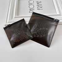 Bolsa pequeña con cierre hermético de plástico de PVC para joyería con logotipo personalizado, bolsa negra esmerilada con cierre hermético para joyería