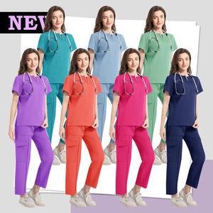 Women's Two Piece Short Sleeve Scrub Suit Moisture Wicking Split Set Hospital Uniforms - Product Image 1