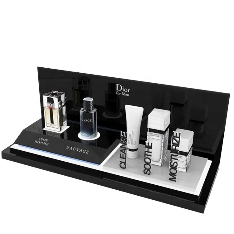 Ray Yi Custom Aanrecht Parfum Fles Display Rack Make-Up Acryl Cosmetica Display Stands Met Led Verlichting