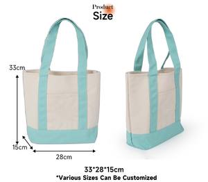 بيع بالجملة كبيرة مخصصة القطن التسوق قماش حمل حقيبة فارغة مخصصة شعار مطبوع التصميم الخاص مع جيب - Product Image 5