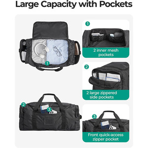 <span class=keywords><strong>Bolsa</strong></span> de Viaje Plegable de Poliéster Vintage de 60L con Cierre de Cremallera, Mochila de Viaje 4 en 1, <span class=keywords><strong>Bolsa</strong></span> de Fin de Semana - Product Image 5