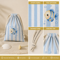 Sac en coton à cordon personnalisé avec impression intégrale et rayures colorées, pochette en mousseline pour cadeaux de fête de naissance, emballage cadeau OEM