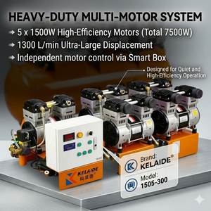 Compresseur d'air fixe silencieux sans huile Clyde 1505-300 7500W 10HP à vis, refroidi par air, 300L 0.8MPa 1300L/min 380V/50Hz - Product Image 3