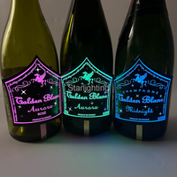 Fournisseur OEM ODM Personnaliser le logo Autocollants lumineux LED RGB Flash Glow pour bouteille de champagne Sous-verres pour boîte de nuit bar Cadeaux de fête