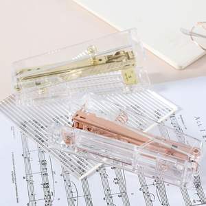 Pasador <span class=keywords><strong>de</strong></span> grapadora Manual transparente <span class=keywords><strong>de</strong></span> acrílico dorado rosa arcoíris plateado para uso en Escritorio <span class=keywords><strong>de</strong></span> oficina Material plástico duradero - Product Image 5