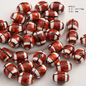 Nouveauté 2025 Perles en céramique de baseball de 12 mm, plaquées or 14 carats, avec pierre principale en diamant, faites à la main, en vrac, pour la fabrication de bijoux, stylos et porte-clés DIY - Product Image 2